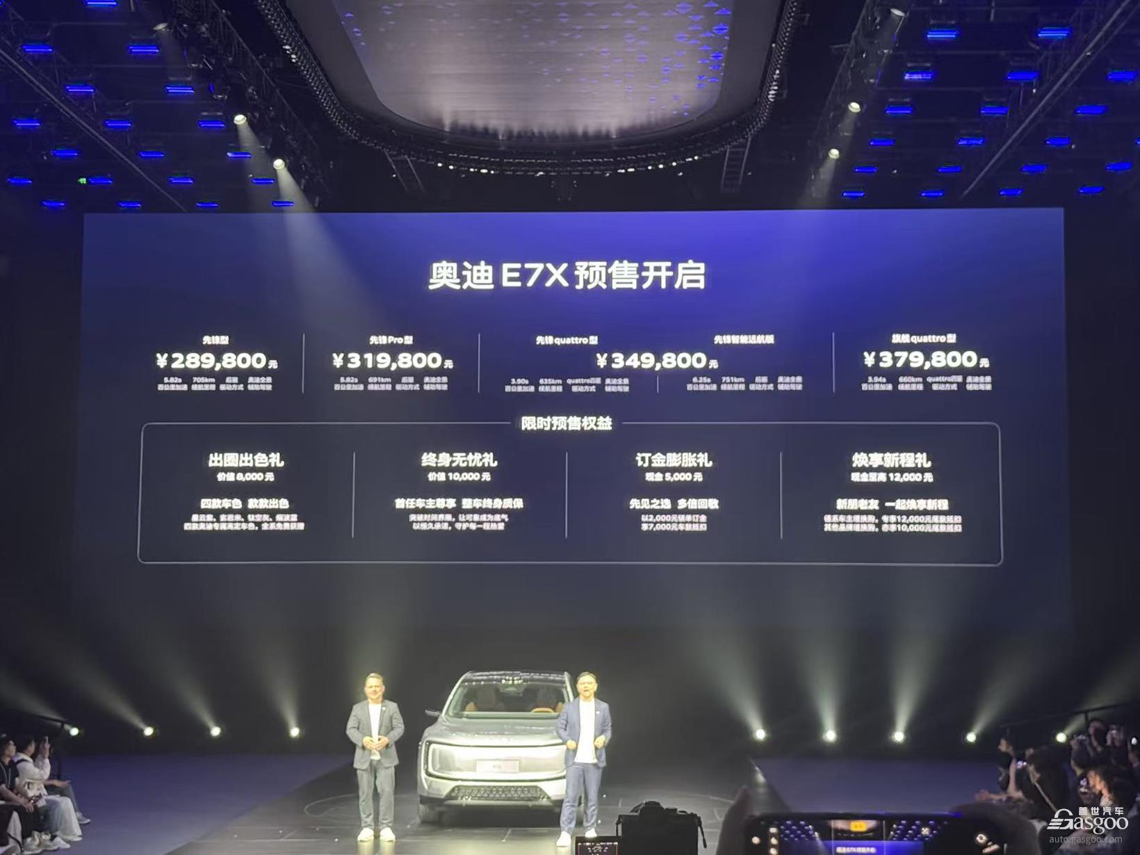 アウディ E7X 予約販売開始 期間限定28.98万元から